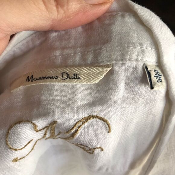 Massimo Dutti Ruffle Linen Hidden Front Button Up Blouse Size 36 - Picture 12 of 13